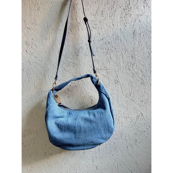 Macy's On 34th denim top handle hobo crossbody bag - Denim Blue - Picture 7 of 16